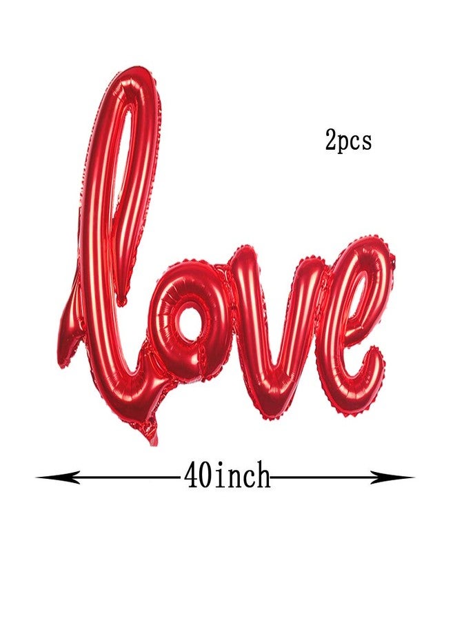 AnnoDeel 2pcs 41inch Love Foil Balloons,Red Love Mylar Letter Balloons Big Banner Romantic Wedding Anniversary Decor Bridal Shower Birthday Party decorations - Image 2